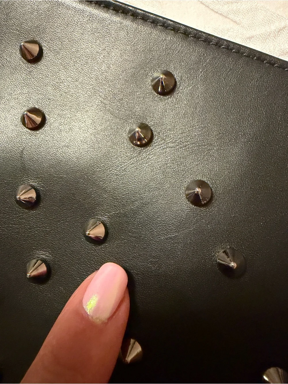 Christian Louboutin Black Leather Loubiposh Degrade spiked clutch